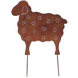 B2S BACK2SEASON Metal Sheep Stake Rust Look Elegant Garden Stake Garden Sheep Rust Decoration Height 25 cm