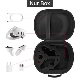 Hard Carry Case Compatible with Meta Quest 3S/3 Mixed Reality Headset, VR Gaming Headsets, Travel Memory Holder Bag for Touch Controller and Accessories with Shoulder Strap and Bag for Black