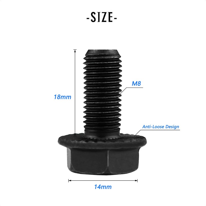 VANICE M8 x 18mm Bicycle Bottom Bracket Flanged Axle Bolt,