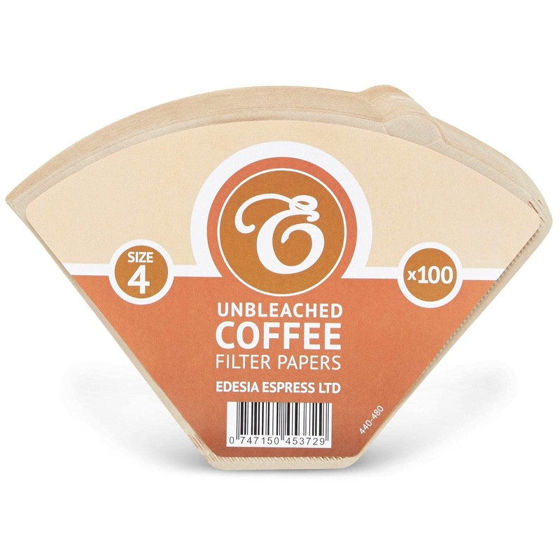 300 Size 4 Coffee Filter Paper Cones, Unbleached by EDESIA