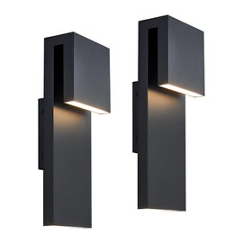 Tarentlight Modern Porch Lights with 2 Pack,Outdoor Indoor Integrated LED Wall Lights,2-Light Total 17W,3000K, Textured Black Finish,Outside Lights Waterproof for House Front Door Patio Garage