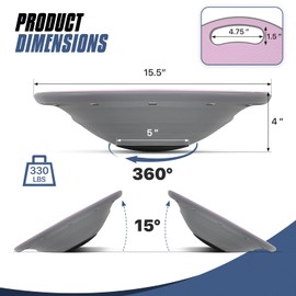 MADOG Wobble Balance Board for Adults, 15.5" TPR Non-slip Surface with Handle for Workout Core Trainer Physical Therapy, Home Gym Stability Board, Pink