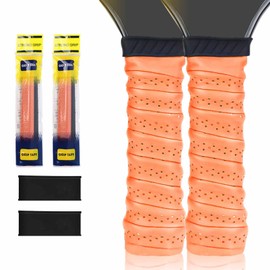 2-Pack Pickleball Paddle Overgrip Tape - Anti-Slip Replacement Grip Wrap for Pickleball Rackets - Shock Absorbing & Moisture Wicking - Easy Installation & Long Lasting Performance (Orange)