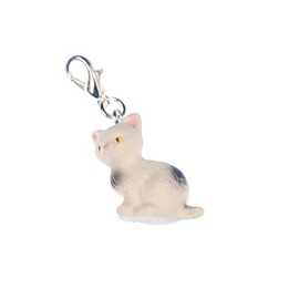 Miniblings Cat Baby Charm Zipper Pull Kitten Cat Rubber White Grey – Handmade Fashion Jewellery I Silver Plated Pendant Charm Bracelet – Pendant for Bracelet, Rubber Metal