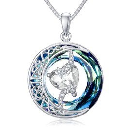 TOUPOP April Birthstone Necklace for Women Moon Star Necklace 925 Sterling Silver Cubic Zirconia CZ Pendant Celtic Crystal Jewelry Anniversary Birthday Christmas Gifts for Women Mom Wife Her