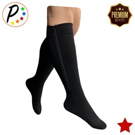 Presadee Premium Closed Toe 20-30 mmHg Firm Compression Zipper Leg Pain Socks (Black, 2X-Large)