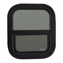 RecPro RV Window | 14" W x 16" H | Teardrop Style Vertical Slide | 1 1/2 Wall Thickness | RV Window Replacement (1 Window, With Trim Kit) | Made in USA