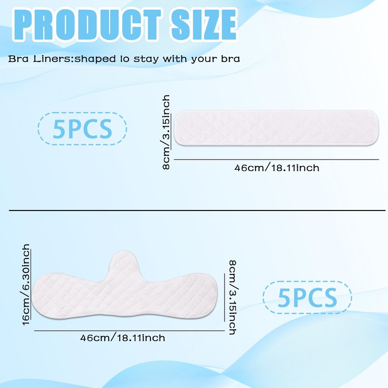 YceLon Pack of 10 Bra Inserts, Sweating, Underbust Sweat Protection,
