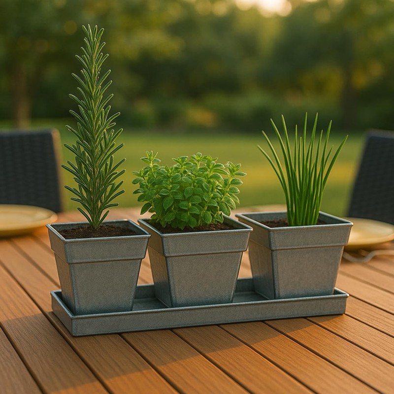 Buyitshipit Indoor Herb Garden Planter Set with Tray - Metal