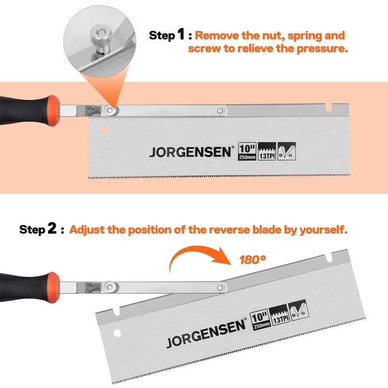 JORGENSEN 10" Dovetail Reversible Saw, Professional Cutting Jamb Saw, 13TPI