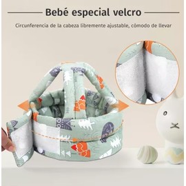 Casco de Seguridad para Bebé: Protector de Cabeza Ajustable con Rodilleras y Calcetas Antiderrapantes para Primeros Pasos y Gateo Antigolpes. (Verde)