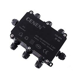 Waterproof Junction Box, IP68 8 Way Electrical Cable Connector Gland External Black Plastic ABS Outdoor Wire Connectors