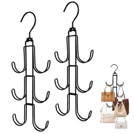 LPAMABA 2er Set Metall Krawattenhalter Schwarz Gürtelhalter Kleiderschrank Kleiderbügel für Krawatten Gürtel Krawattenbügel Gürtelbügel Multifunktionale Gürtel Krawatten Aufbewahrung Organizer Schal