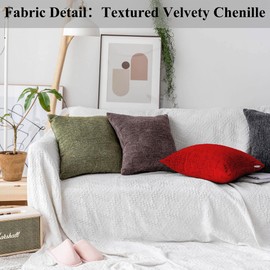 Home Brilliant Rectangle Cushion Covers Red Soft Washable & Breathable Chenille Cushion Covers 30x50, Set of 2, Red