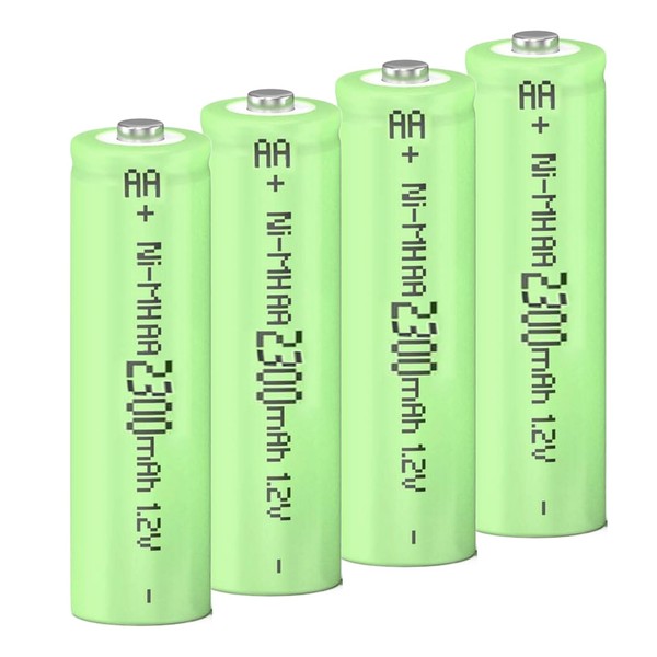 4 Packs Ni-MH AA Rechargeable Batteries 2300mAh,1.2 Volt Double A