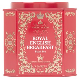Harney & Sons Royal English Breakfast Tea – 30 Sachet Tin | Kenilworth Ceylon & Kenyan Milima Black Tea Blend, Kosher Certified & Gift-Ready (Tin Design May Vary)