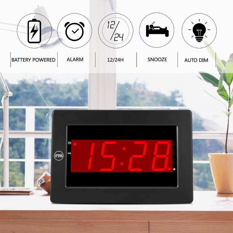 Timegyro Digital Wall Clock Battery Operated - LED Display Digital