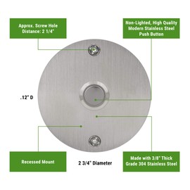 Waterwood Round Stainless Steel Doorbell - Wired Modern Push Button