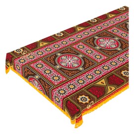 CraftiEgypt Ramadan Tablecloth Decorations – Handmade Tablecloth, Printed Egyptian Khayamiya Design, Colorful Brown, Cotton Blend – 55"x70" (140x180 cm) Rectangle