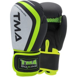 TMA Boxing Gloves Punching Glove Training Bag Sparring Muay Thai Kickboxing (Black Green, 12 oz)