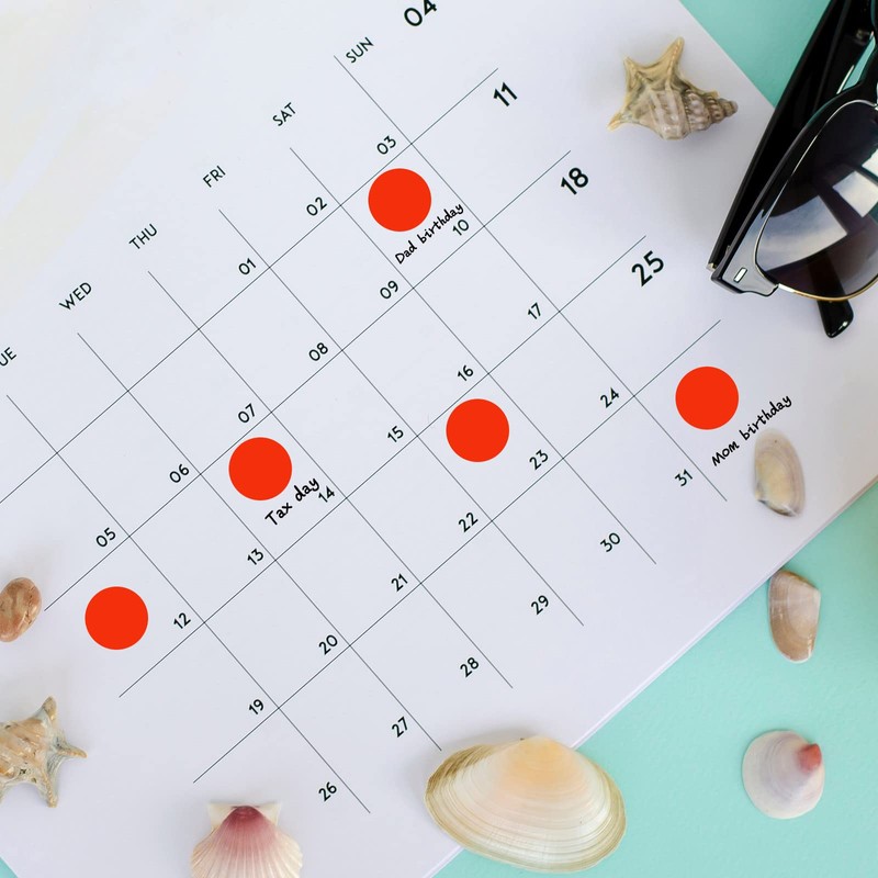 1400 PCS Red Dot Stickers Round Coding Labels Circle Dots