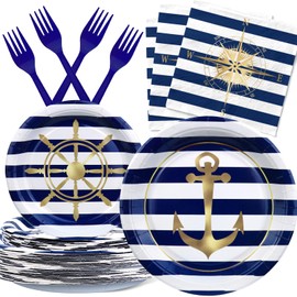 Nautical Party Plates and Napkins - Sail Boat Party Decorations - Nautical Party Tableware - Sail Boat Party Favors - Nautical Party Supplies Serves 20 Guests