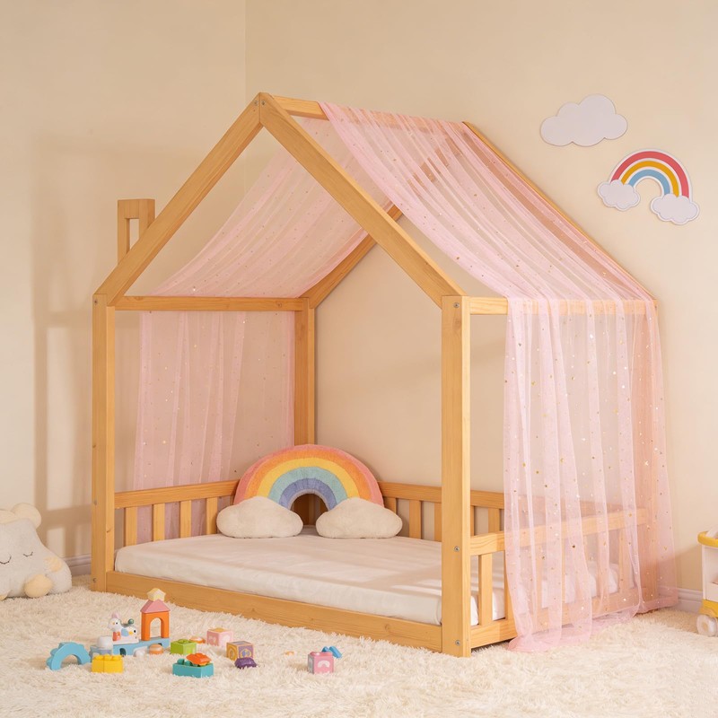 Ingzy Canopy Bed Curtains for Montessori, House & Twin Beds
