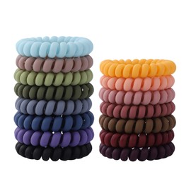 15 Pcs Spiral Hair Ties, No Crease Coil Hair Ties for Women - Large Size Matte Color Phone Cord Hair Accessories for Curly Hair, Thick Hair (2.2 inches)