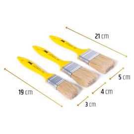 Pennellificio 2000 Set of 3 Brushes with Plastic Handle (Measures 30mm-40mm-50mm), Animal Hair, Yellow