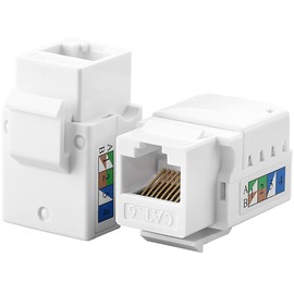 tunghey Keystone Jack Cat6, Cat6 Keystone Jacks 90 Degree, RJ45 Keystone Jack Punch Down White, Compatiable for High-Density Network WallPlate or Patch Panels (25Pack)