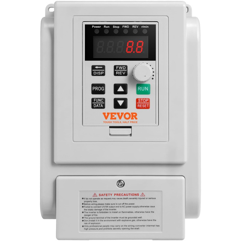 VEVOR VFD 3HP, 2.2KW, 10A, 1 Phase 220V-240V Input to