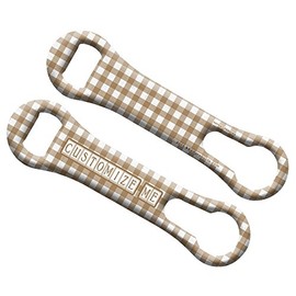 ADD YOUR NAME V-ROD® Bottle Opener – Plaid Pattern (Brown)
