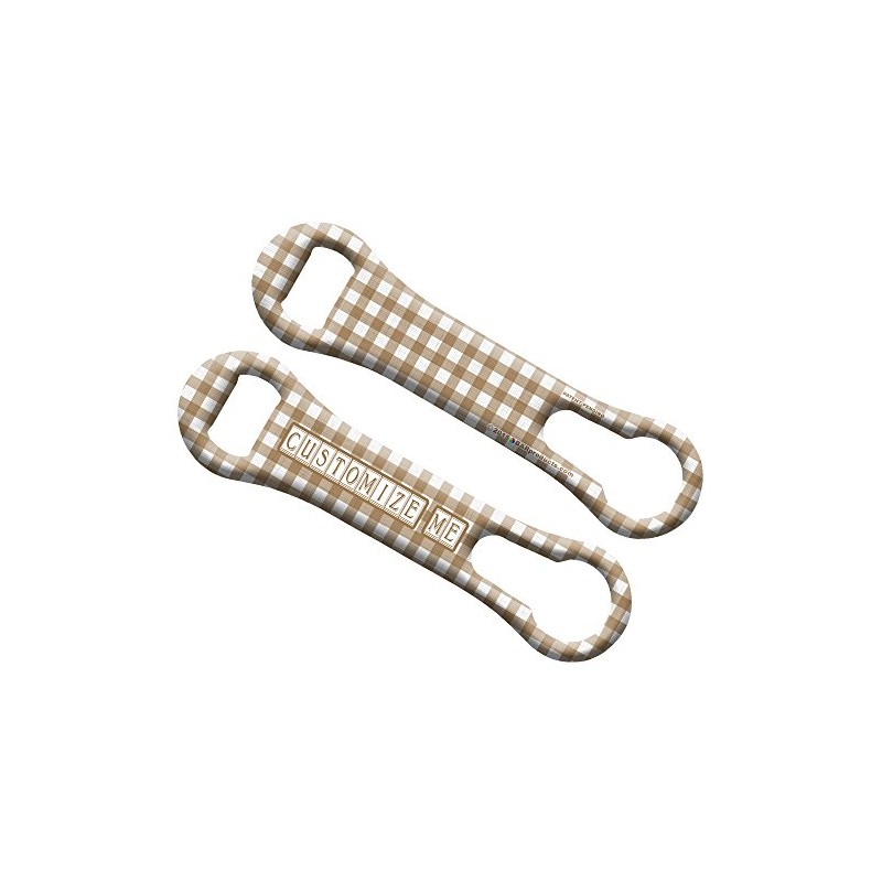 ADD YOUR NAME V-ROD® Bottle Opener – Plaid Pattern (Brown)
