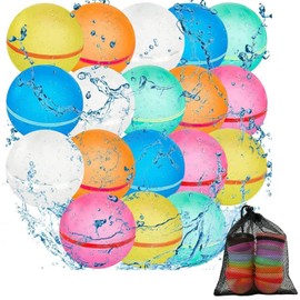 16 PCs Reusable Water Balloons, Refillable Water Balloons, Water Balloons Reusable for Adults,Silicone Water Balloons for Outdoor, Self-Sealing Water Balls, Water Bombs for Outdoor Activities