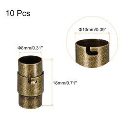 sourcing map Leather Cord End Clasp, 10Pcs 8mm Hole Leather Clasps, Cord End Caps Closures Leather Cord Buckle for Jewelry Making DIY Supplies Crafts, Bronze