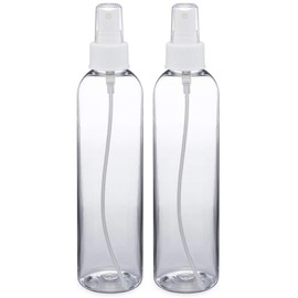 BRIGHTFROM Fine Mist Spray Bottles 8 OZ, Empty Refillable Containers - Essential Oils, Disinfectant Spray, Water 2 PACK (Clear, White Mist)