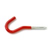 Merriway BH05418 (2 Pcs) Screw Hook Steel Red Plastic Coated