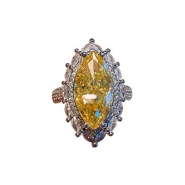 Viyuroyk 925 Sterling Silver Shiny Yellow horse eye shape Cubic Zirconia Rings Diamond Rings for Women Jewelry Findings Earring Backs Findings (US Code 7)