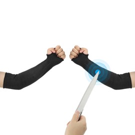 PATIKIL 18 Inch Cut Resistant Sleeve, 1Pair Arm Safety Protectors Sleeves with Thumb Hole Level 5 Protection Forearm Guard Sleeves for Thin Skin and Bruising, XL, Black