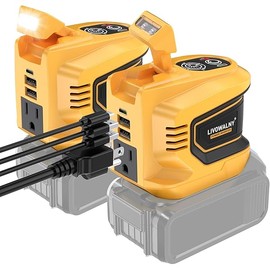 2 Packs Power Inverter for Dewalt 20V, 200W Battery Inverter 20V to 110V-120V, Portable Power Adapter Charger Adapter Power Station Power Supply with 2 USB & 1 Type-C & 1 AC Outlet(No Battery)