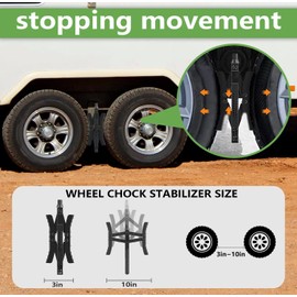 RVPNR217B RV Wheel Chock Stabilizer,Camper x chocks Travel Trailer, Wheel Chocks for Travel Trailers, Tire chocks rv Trailer (2 Packs) with Ratchet and Password Locks (Black)