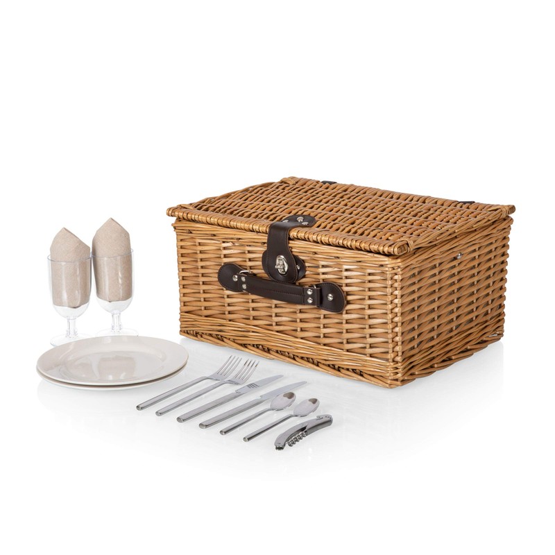 PICNIC TIME Classic Picnic Basket for 2, Romantic English-Style Wooden