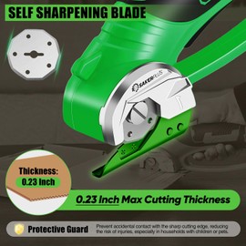 SakerPlus Cordless Electric Scissors,4V Rechargeable Cardboard Box Cutter Heavy Duty Fabric Scissor with Safety Lock & LED Light,Power Rotary Cutter for Leather Carpet Plastic Cutting,Sewing,Crafting