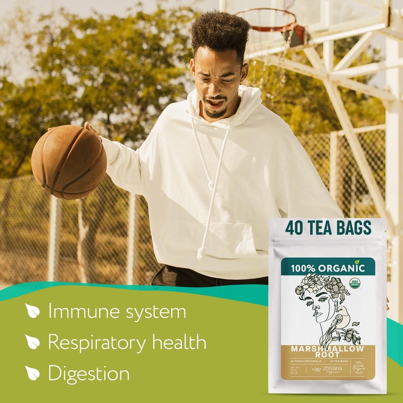 Organic Marshmallow Root 40 Tea Bags – Althaea Officinalis Herbal