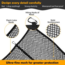 BlueExpanses Pickup Truck Cargo Net, 4ft x 4ft Latex Wire Stretch Net, Black, Rubber, 6 Mountaineering Buckle, Compatible with Truck, Car, Van, ATV, Boat, UTV