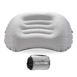 Alpcour Camping Pillow – Large, Inflatable, Ultralight Sleeping Pillow with Easy Blow Up Design, Soft Waterproof Exterior Cover and Compact Carry Case for Hiking, Backpacking, Airplane Travel & More