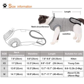 DogLemi Cat Recovery Suit for Abdominal Wounds and Skin Diseases, Professional After Surgey Wear Soft Comfort E-Collar Cone Alternative for Small Medium Cats Kitten Wounds Skin Diseases