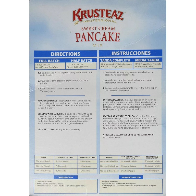 Krusteaz 5 Pounds Krusteaz Sweet Cream Pancake Mix Just Add