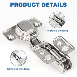 LALAGO Set of 8 Hinges, Corner Stop with Soft Close, Cabinet Hinge with 110° Opening Angle, Gas Lift Door Hinges, Automatic Hinge for Kitchen Cabinet, Wardrobe, Cabinet Doors