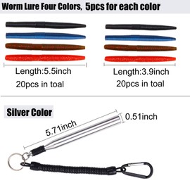 JSHANMEI Soft Plastic Lure Set Wacky Rig Tool Weddless Fishing Hooks Worms Senko Bait Weedless Hooks WackyO Rings Artificial Stick Baits Lures for Wacky Rig Bass Fishing (Tool Kit - 131pcs)